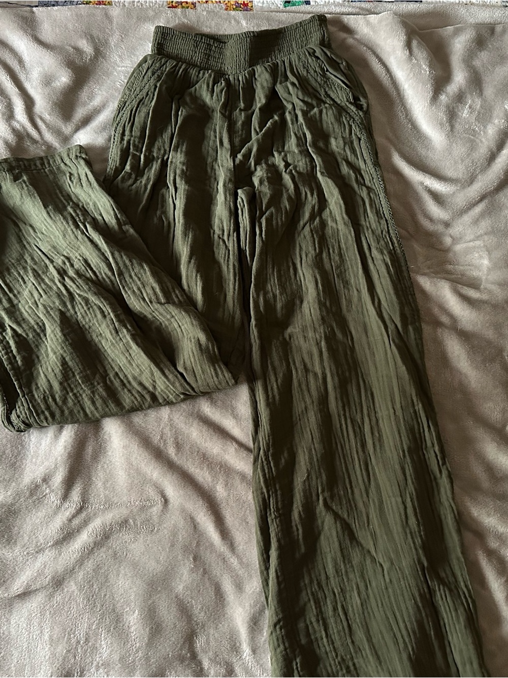 aerie linen wide leg pants with slit